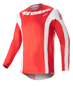 Maillot Alpinestars Techstar Arch 2023, maillot de motocross, rouge Mars et blanc, logo Alpinestars blanc sur la poitrine, tissu technique perforé, manches longues avec accents blancs, design sportif pour le tout-terrain