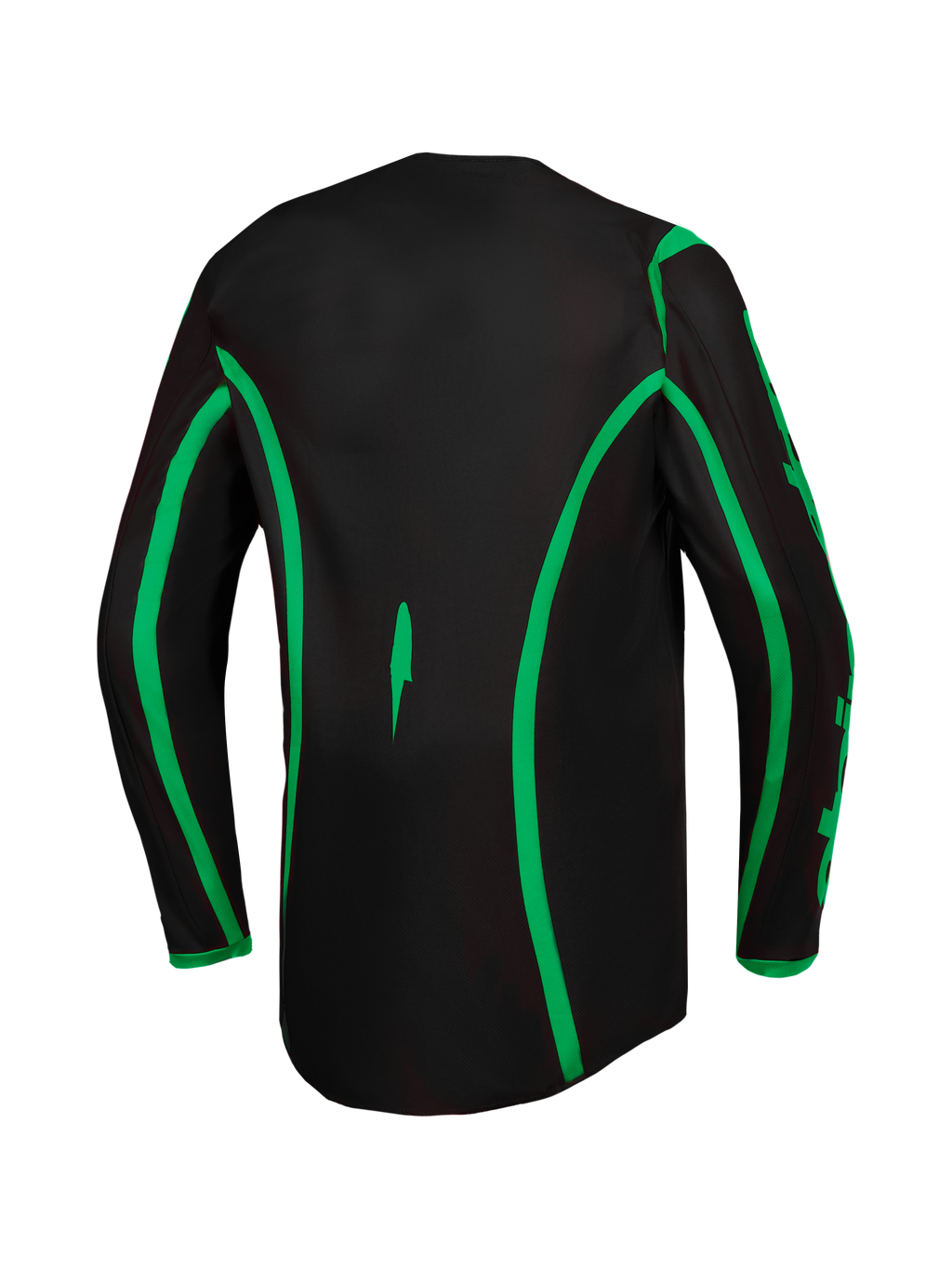 Alpinestars Fluid Apex V2 jersey, heren motorcrossjersey in zwart en fluo groen met verlengde achterzoom.