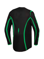 Alpinestars Fluid Apex V2 jersey, heren motorcrossjersey in zwart en fluo groen met verlengde achterzoom.