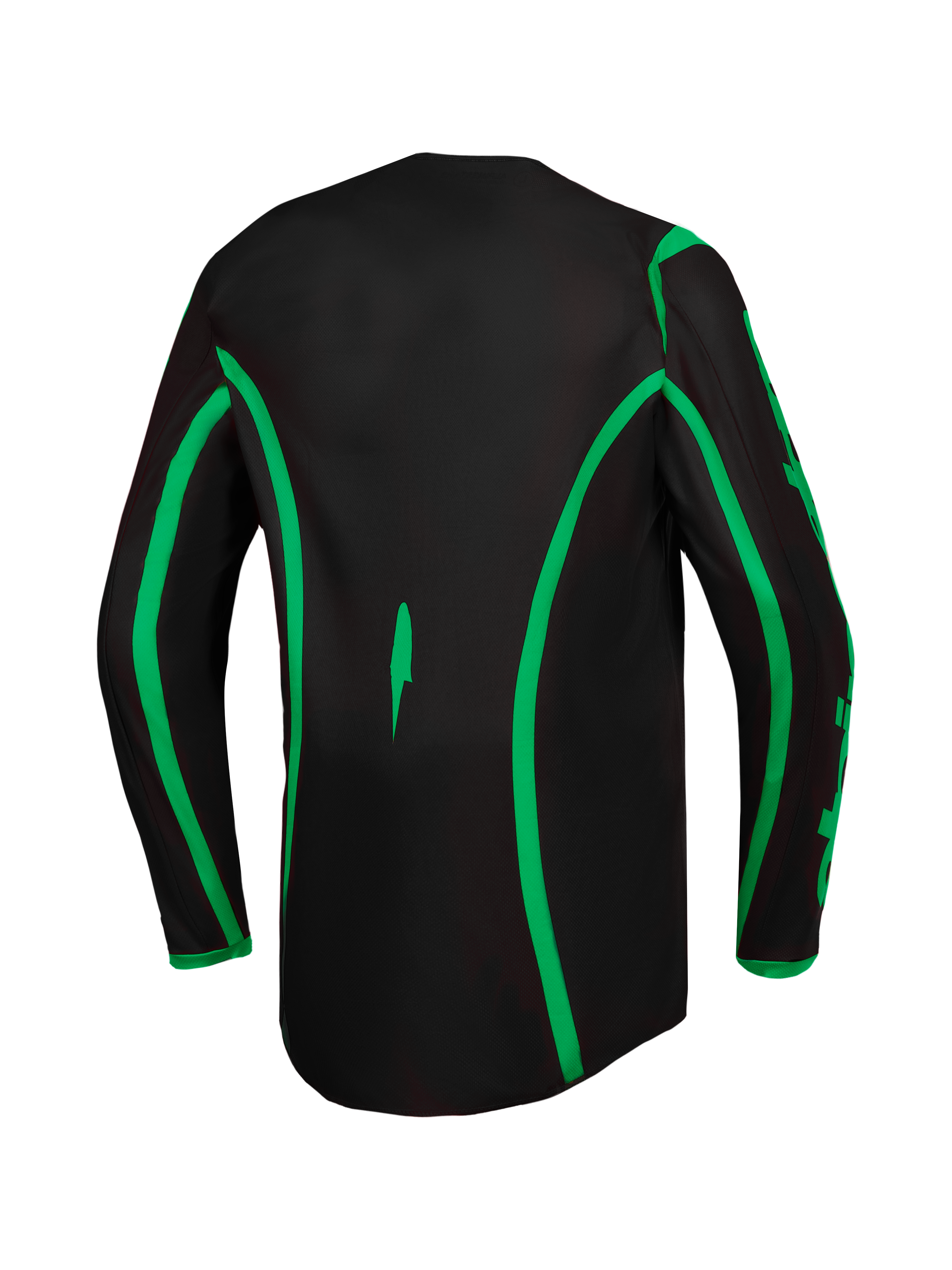 Alpinestars Fluid Apex V2 jersey, heren motorcrossjersey in zwart en fluo groen met verlengde achterzoom.