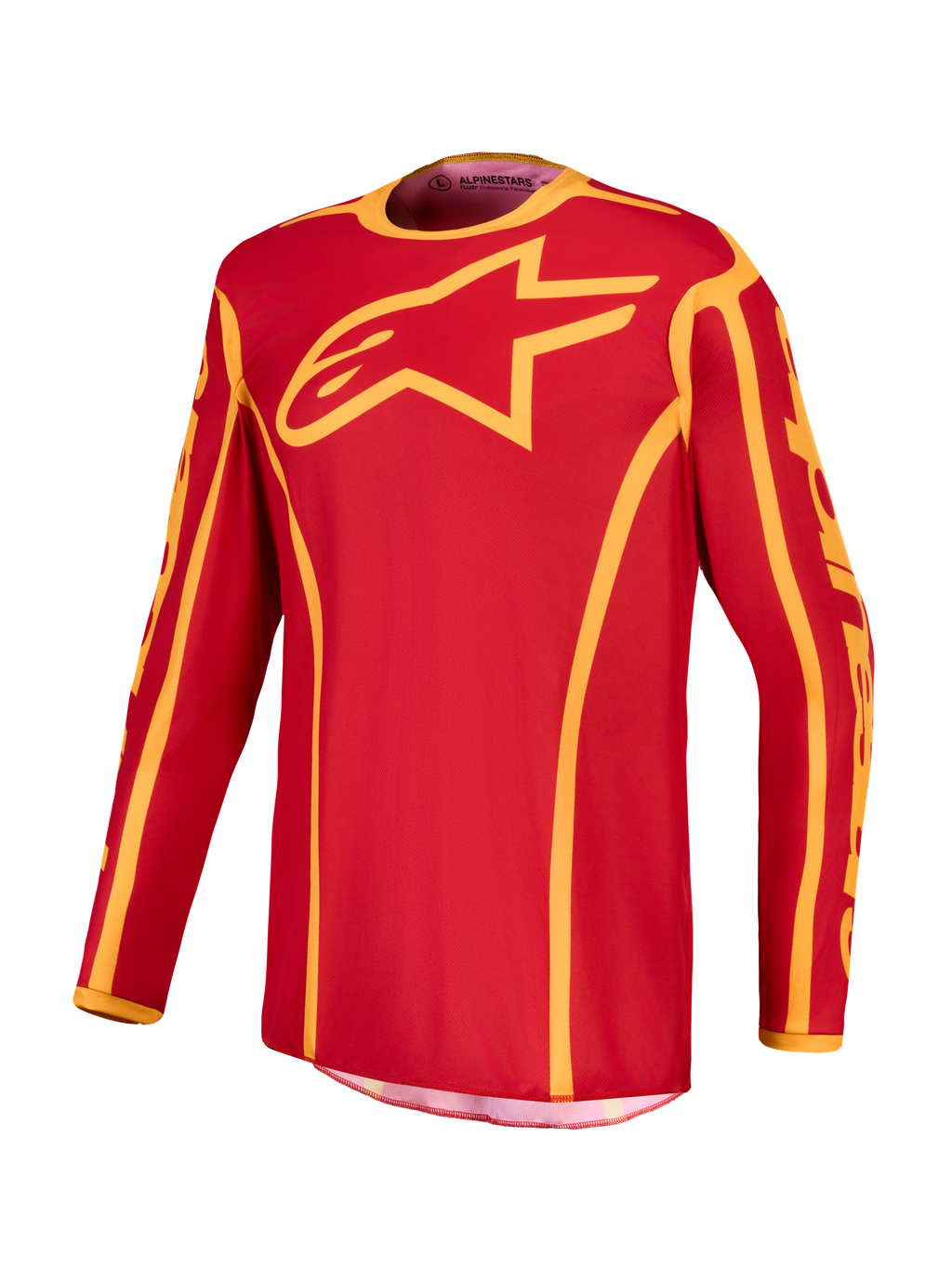 Alpinestars Fluid Apex V2 jersey, heren motorcrossjersey, rood en goud, vochtafvoerend polyfabric