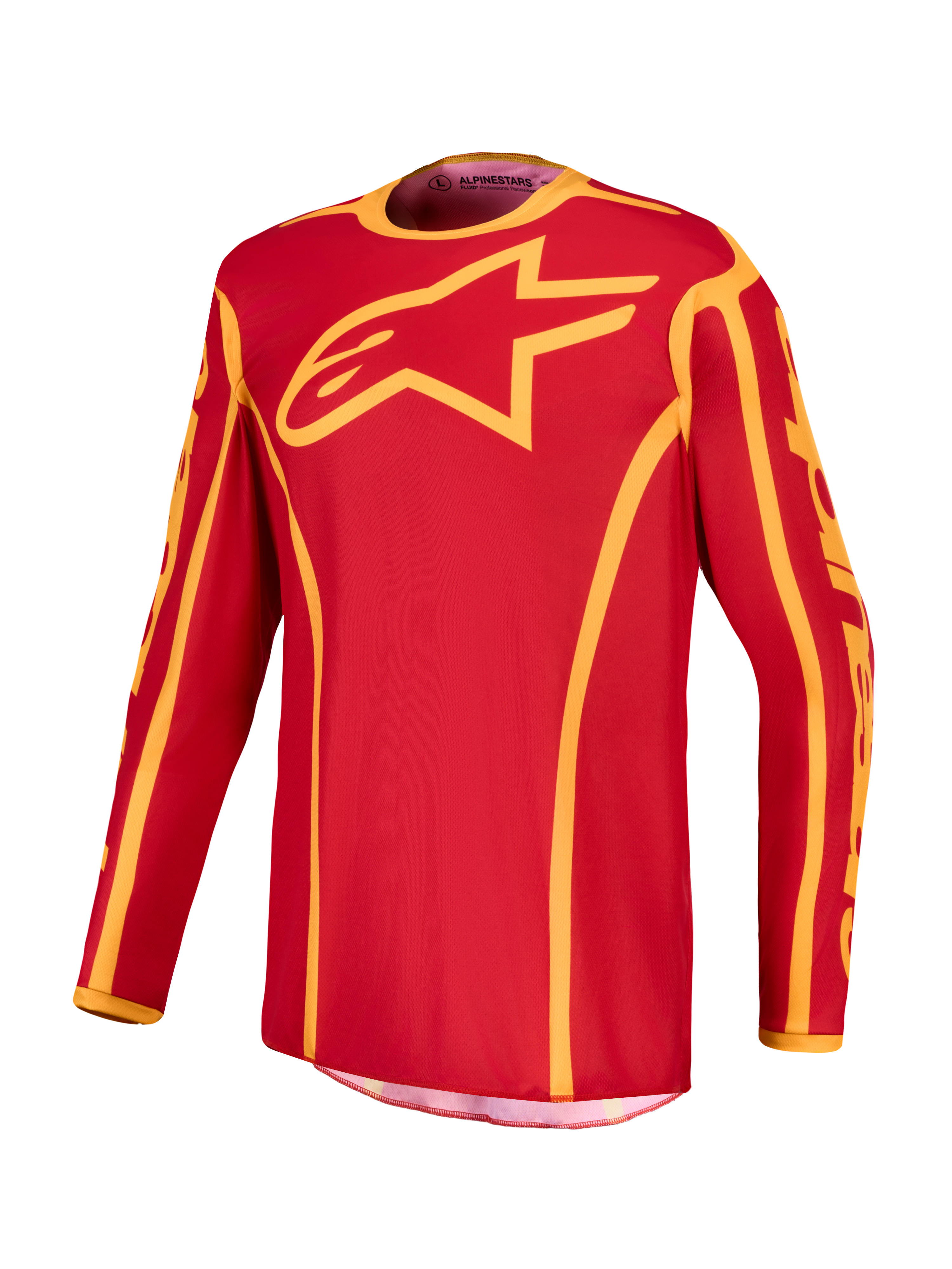 Alpinestars Fluid Apex V2 jersey, heren motorcrossjersey, rood en goud, vochtafvoerend polyfabric