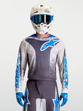 Alpinestars Fluid Drag jersey voor heren, motocrossjersey in grijs en blauw, lichtgewicht ademende constructie.