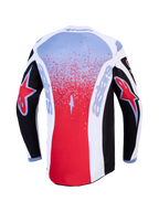 Alpinestars Fluid Drag jersey, heren motocrossjersey, zwart en rood, achteraanzicht met vochtafvoerend materiaal.