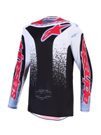 Alpinestars 2027 Fluid Drag jersey, heren-motocrossjersey in zwart, wit en rood, vochtafvoerende polyfabric voor off-road.