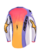 Alpinestars Fluid Drag Jersey, heren-motorcrossjersey in lichtpaars en goud, achterkant met een verlengde snit.