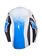 Alpinestars Fluid Drag Jersey, blue and graystone motocross jersey, back view with splatter graphics and star logos.