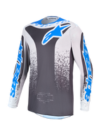 Alpinestars Fluid Drag Jersey, Men's Motocross Jersey, Gray and Blue, moisture-wicking polyfabric construction.