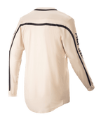 Maillot Alpinestars Racer Found 2023, maillot de motocross, Mountain (brun), vue arrière, avec des rayures noires sur les épaules et le long des manches, coupe ergonomique avec un dos plus long pour une meilleure couverture en position de pilotage