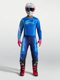 Maillot et ensemble de motocross Alpinestars Fluid Kepler, tenue bleue pour homme, textile respirant et coupe athlétique.