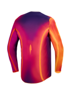 Alpinestars Fluid Kepler Jersey, herenmotorcrossjersey, paars en oranje, vochtafvoerend polyfabric met langere achterkant, achteraanzicht.