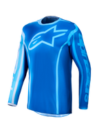 Alpinestars 2027 Fluid Kepler Jersey, blue motocross jersey with moisture-wicking textile and a large chest star logo.