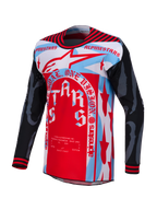 Techstar Beast Coast Beperkte Oplage Jersey, rood, wit en lichtblauw, technisch crossshirt met atletische racepasvorm.