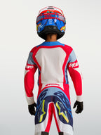 Alpinestars 2027 Youth Supertech Dyna Jersey, Youth Motocross Jersey, Red and Navy Blue, lightweight stretch mesh.