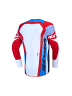 Alpinestars Youth Supertech Dyna Jersey back view in fire red and white mesh for high-performance motocross racing.