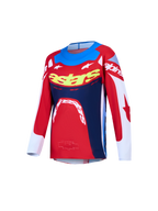 Alpinestars Jeugd Supertech Dyna jersey, motocrosstop, rood en blauw, ademende stretchmesh en atletische racepasvorm.
