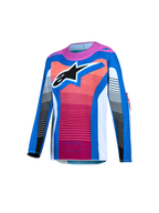 Alpinestars Jeugd Supertech Maven Jersey 2027, motorcrossjersey voor kinderen, blauw en hot coral, lichtgewicht stretchmesh met atletische pasvorm en groot Astars-logo.