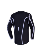 Alpinestars Jeugd Fluid Apex V2 jersey, zwart en wit motorcrossjersey met verlengde achterkant en ergonomische sportieve snit.
