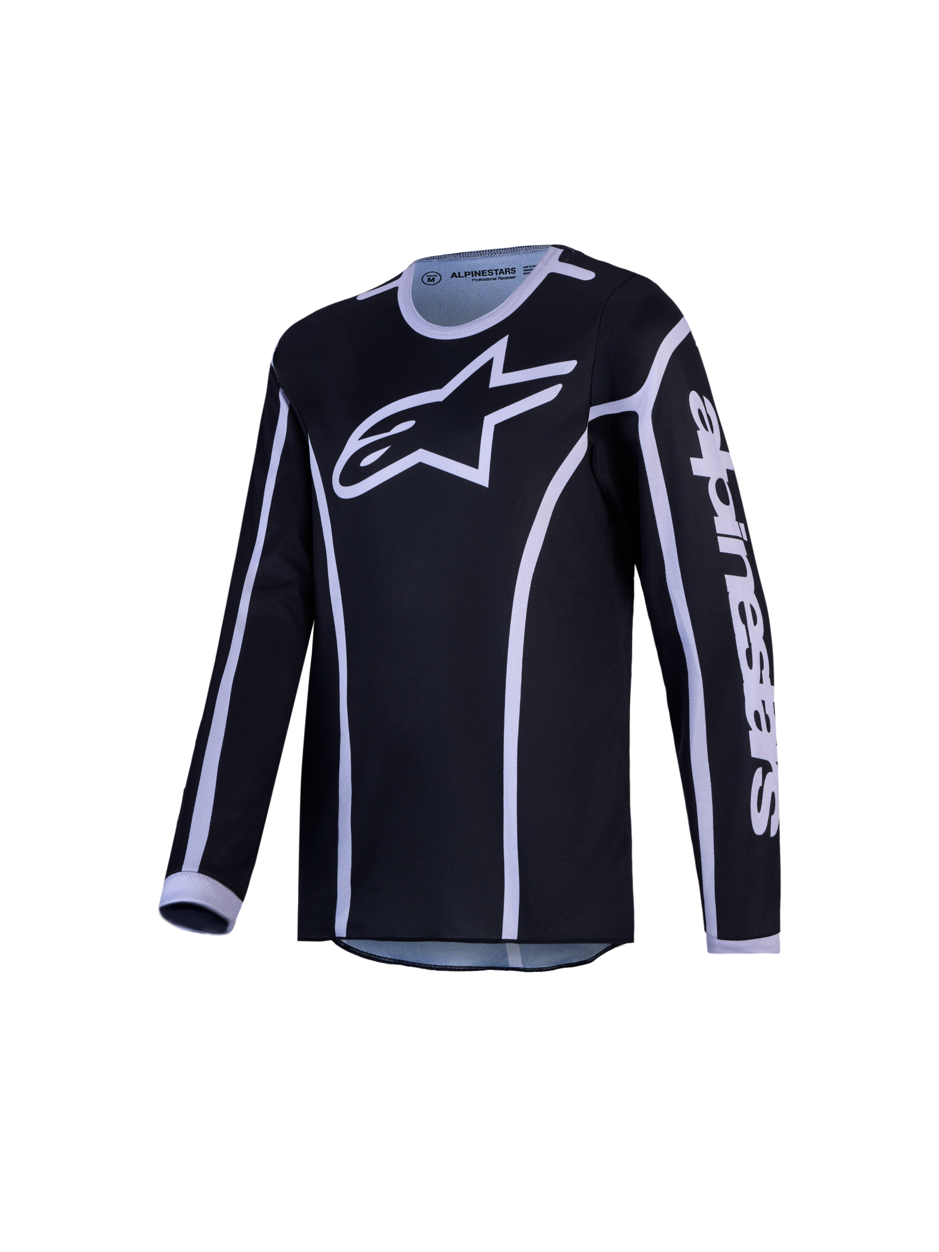 Alpinestars jeugd Fluid Apex V2 jersey AND gear set, motocross jersey, zwart en zilver, vochtafvoerend polyfabric.