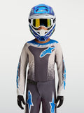 Alpinestars Fluid Jugend-Trikot Drag 2027, Motocross-Trikot in Grau und Blau, feuchtigkeitsableitendes Polygewebe für die Jugend.