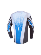 Alpinestars Fluid Jugend-Trikot Drag 2027, Motocross-Trikot für Kinder in Grau und Blau mit verlängerter Rückenpartie.