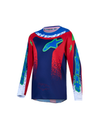 Alpinestars Jeugd Fluid Drag Jersey, motorcrossjersey voor off-road rijden, jeugd, blauw en rood, vochtafvoerend polyfabric.