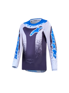 Alpinestars jeugd Fluid Drag jersey AND gear set, ademende motocrossjersey in grijs en blauw, lichte poly-stof.