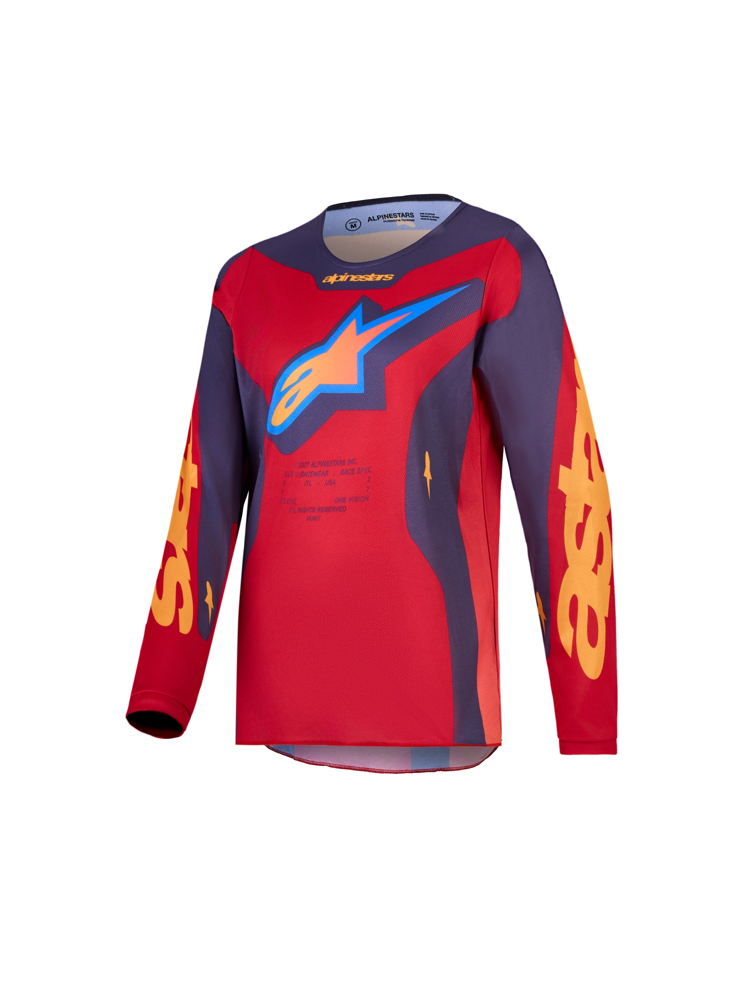 Alpinestars Youth Fluid Hunt Jersey AND Gear Set, Youth Motocross Jersey, Fire Red and Graystone, breathable polyfabric.