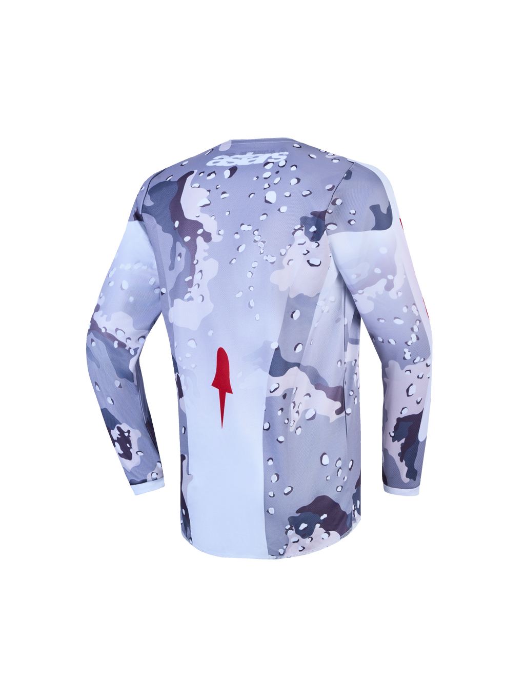 Alpinestars Jeugd Fluid Lone Jersey, motorcross-top voor kinderen in grijs camo en wit, ademend vochtafvoerend polyfabric.