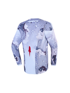 Alpinestars Jeugd Fluid Lone Jersey, motorcross-top voor kinderen in grijs camo en wit, ademend vochtafvoerend polyfabric.