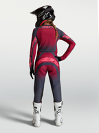 Alpinestars Stella Techstar Swan Gear Set und Hose, Damen-Motocross-Outfit, Dunkelgrau und Rot, Rückansicht.