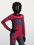 Alpinestars Stella Techstar Swan jersey, dames-motorcrossjersey, rood en donkergrijs, voorzien van lasergesneden ventilatie.