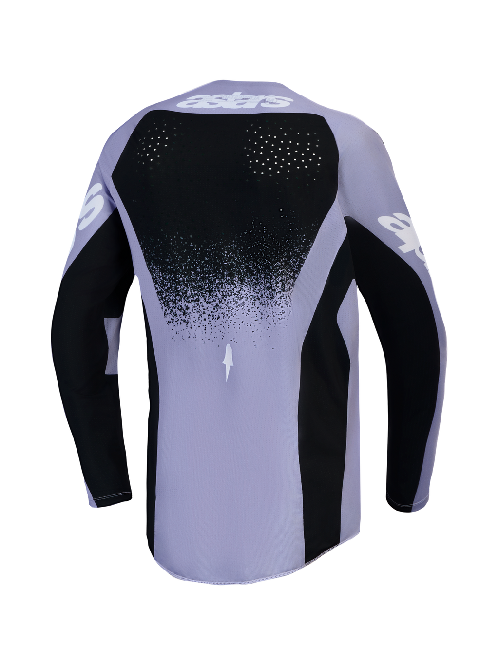 Alpinestars Stella Techstar Swan dames motocrossjersey in lichtpaars en zwart met lasergesneden rugventilatie.