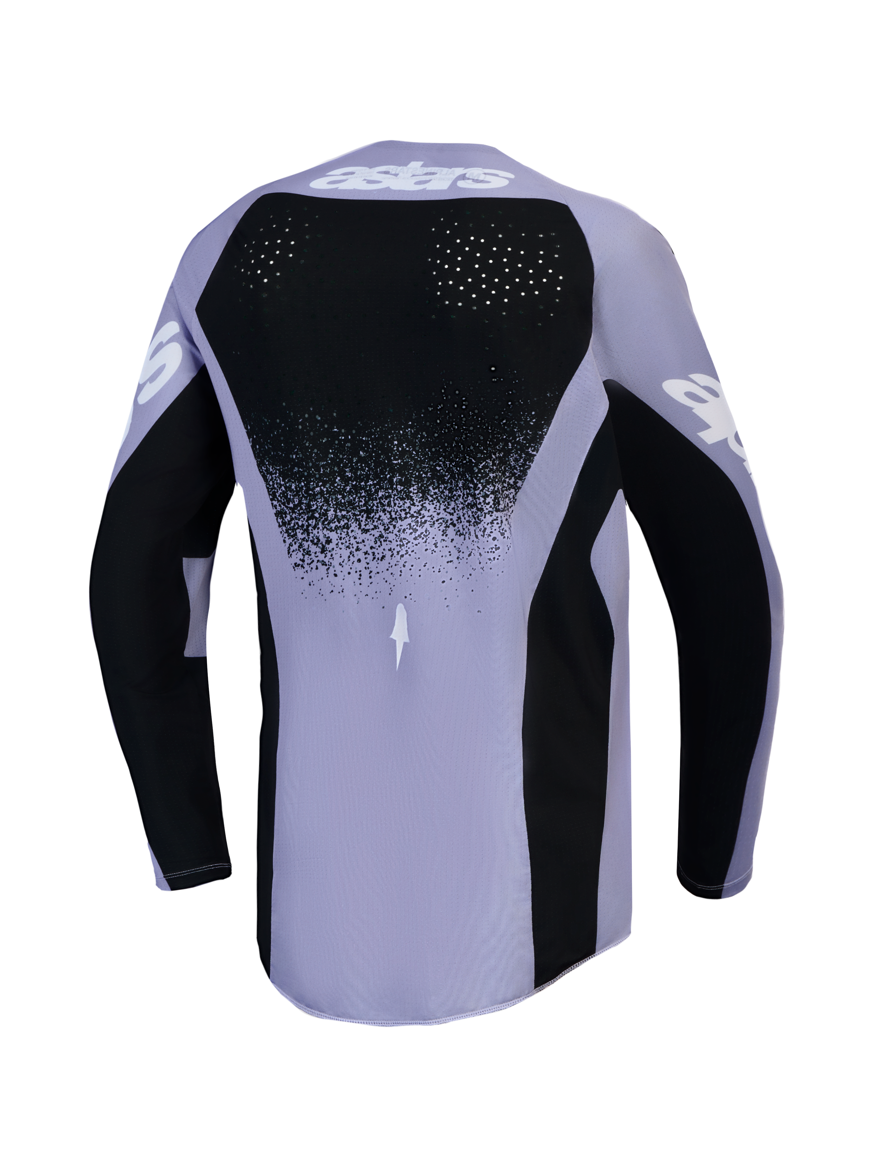 Alpinestars Stella Techstar Swan dames motocrossjersey in lichtpaars en zwart met lasergesneden rugventilatie.