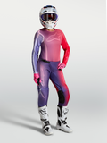 Alpinestars Stella Fluid Kepler Pants and Gear Set, women's motocross racing outfit in purple and rouge red gradient.