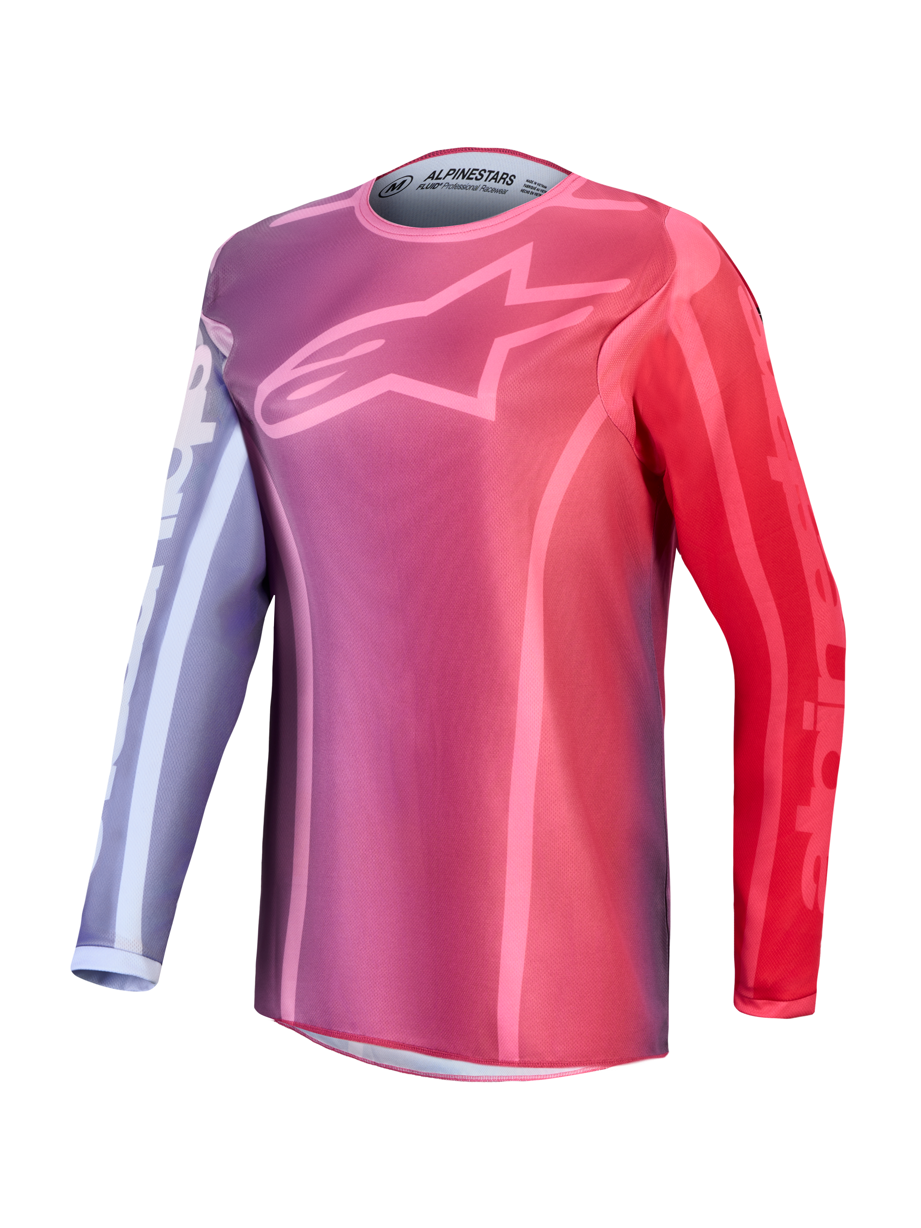 Alpinestars Stella Fluid Kepler Jersey and Gear Set, women's purple and red motocross jersey with a chest star logo.