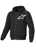 Alpinestars Chrome V2 Sport Hoodie, heren urban motorjas, zwart en wit, tech fleece met aramide, CE-gecertificeerd.