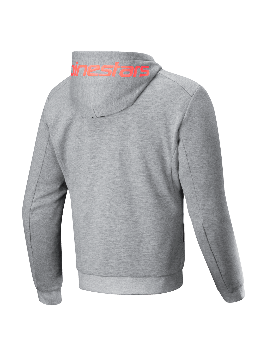 Alpinestars Chrome V2 Sport Hoodie, gray heather men's urban motorcycle jacket with red fluo logo and protective tech fleece.