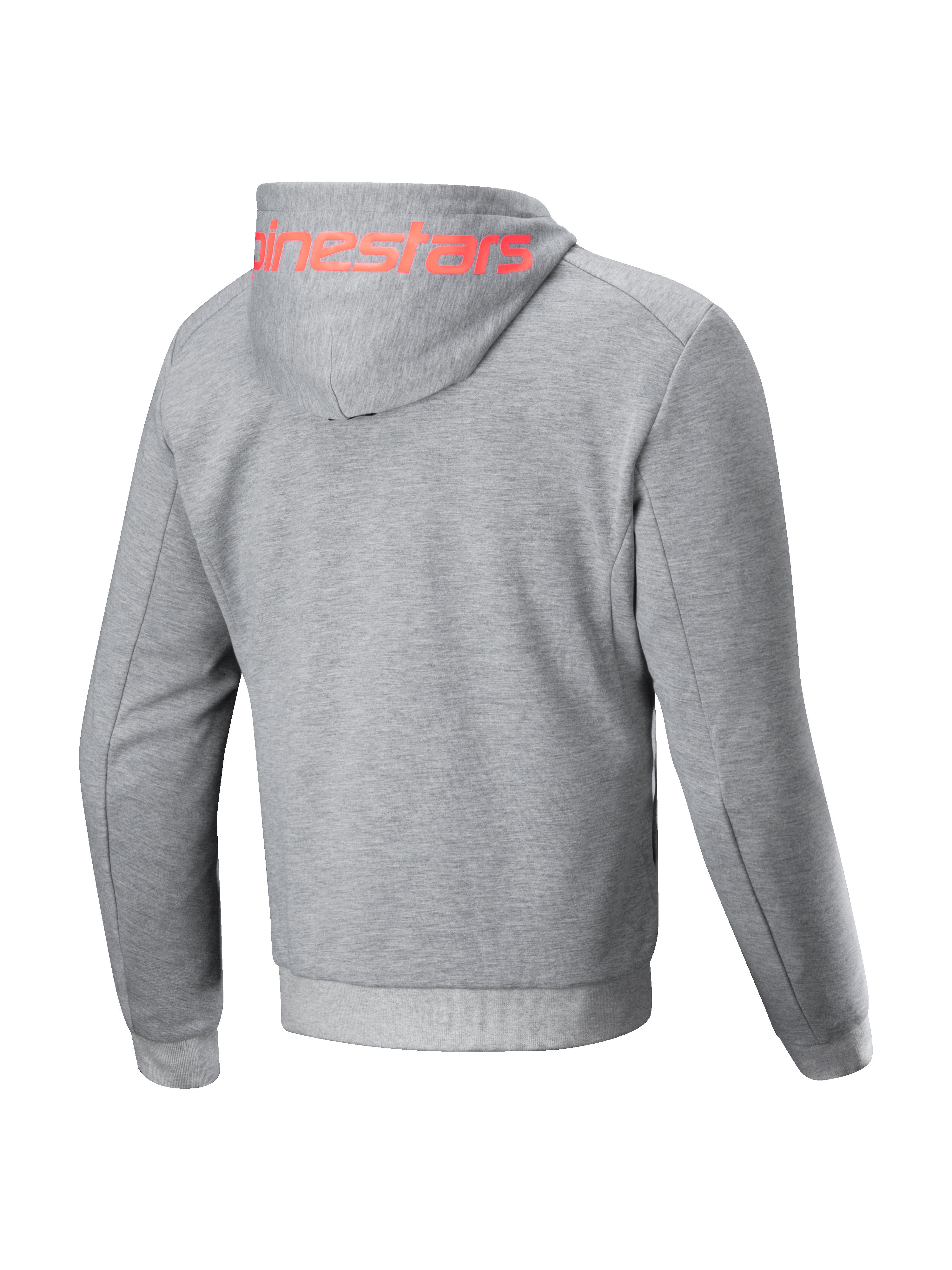Alpinestars Chrome V2 Sport Hoodie, gray heather men's urban motorcycle jacket with red fluo logo and protective tech fleece.