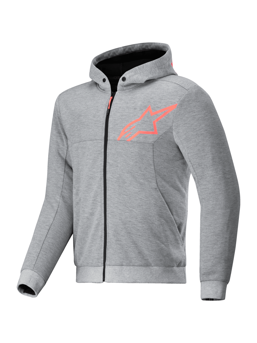 Alpinestars Chrome V2 Sport Hoodie, gray and red fluo textile motorcycle jacket for urban riding, Tech-Air Ready.