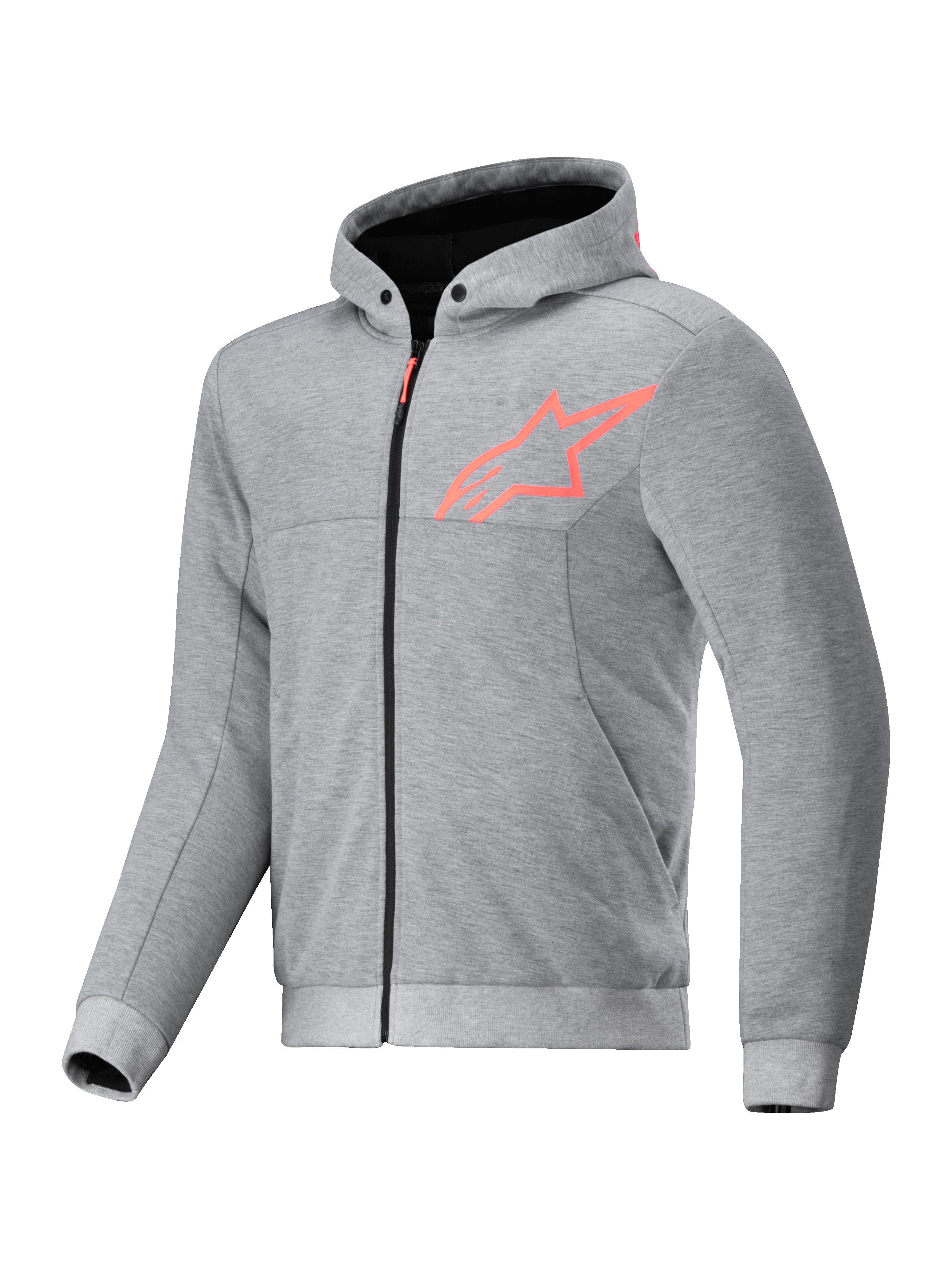 Alpinestars Chrome V2 Sport Hoodie, gray and red fluo textile motorcycle jacket for urban riding, Tech-Air Ready.