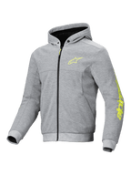 Alpinestars sweat à capuche Sport Chrome V2, sweat de moto urbain homme, gris et jaune fluo, polaire technique, certifié CE