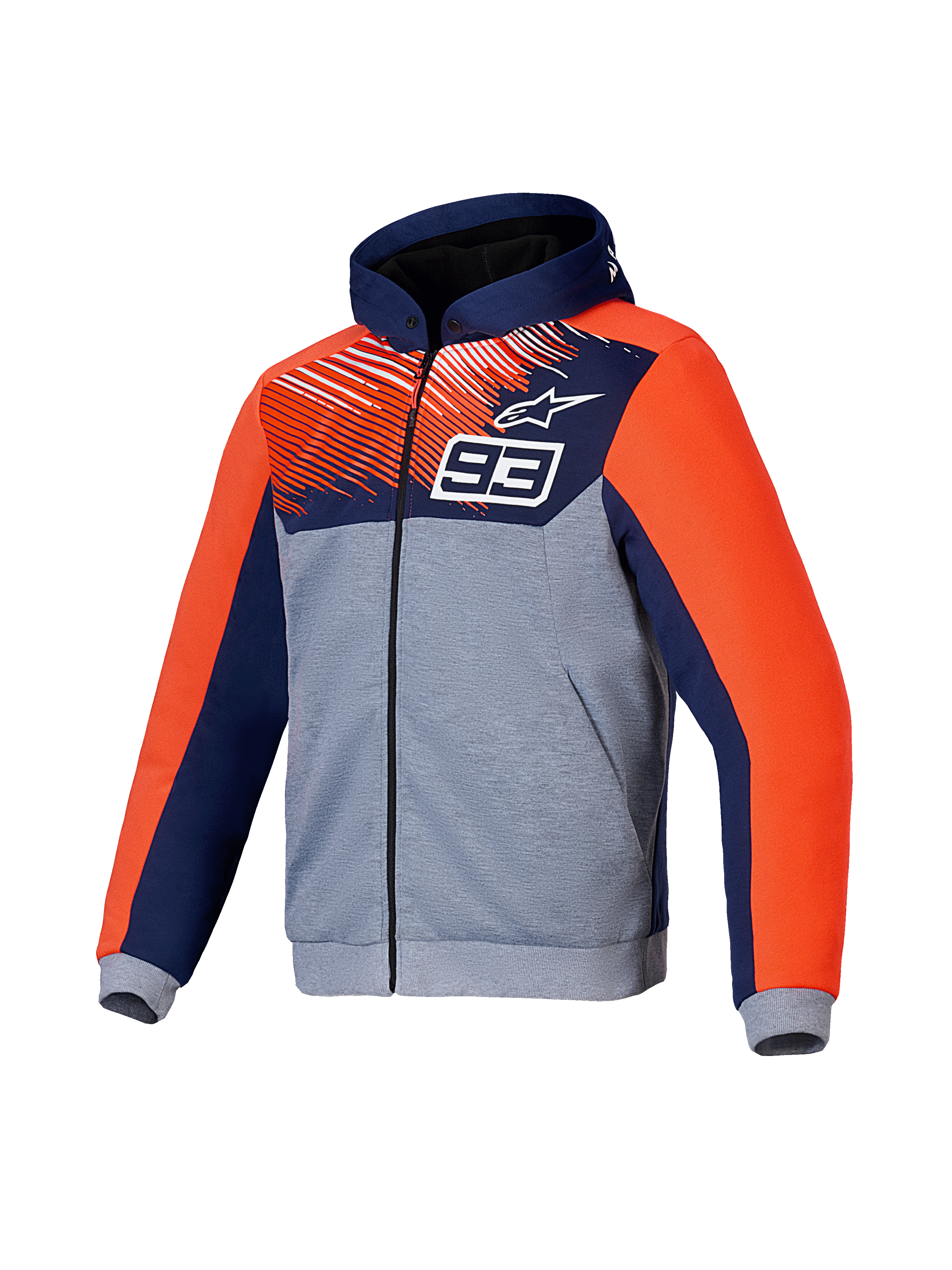 Alpinestars MM93 Chrome V2 Sport Hoodie, CE-gecertificeerde motorhoodie met aramidische versterkingen en Nucleon Flex Plus-bescherming, blauw, grijs en rood