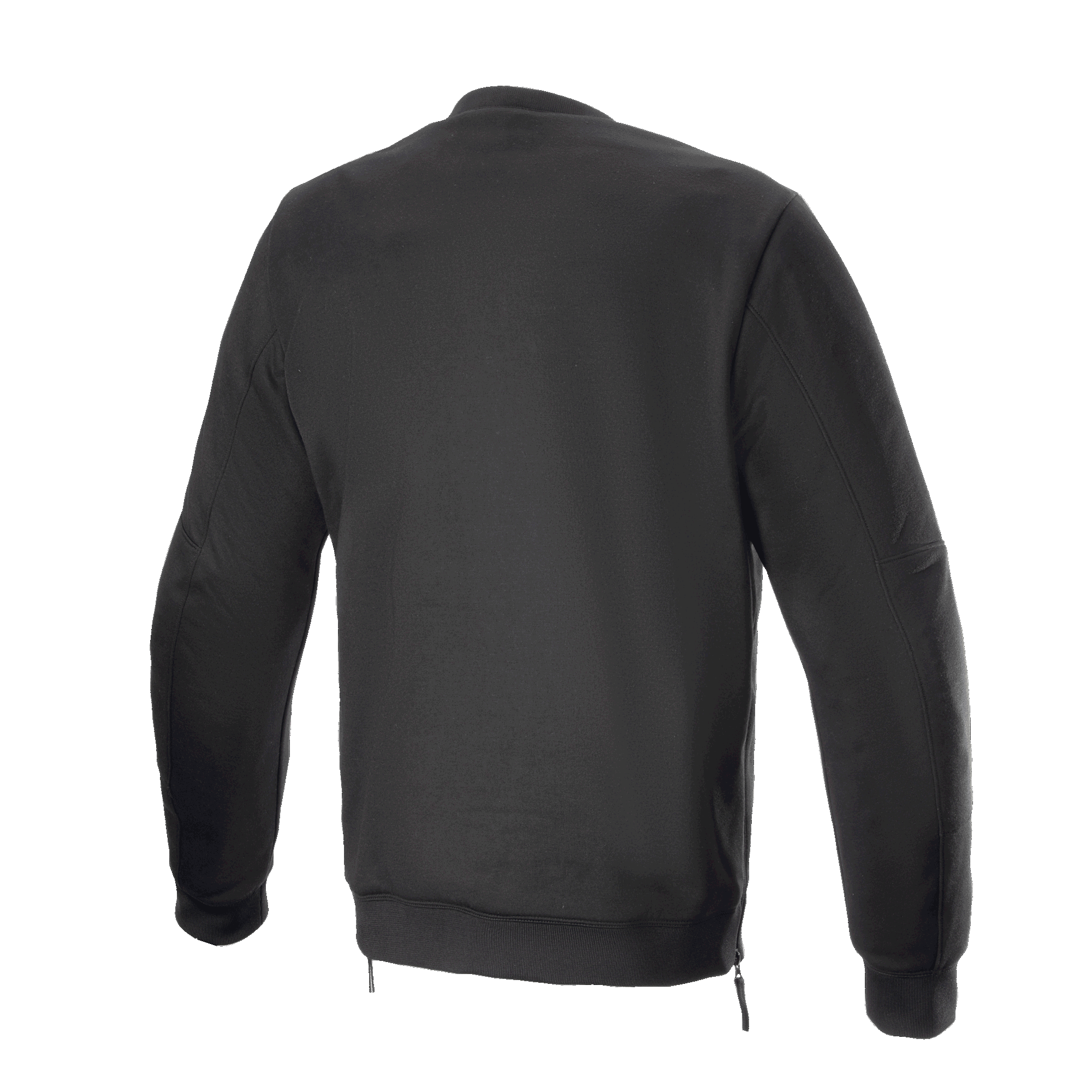 Alpinestars FQ20 Legit Crew Fleece, Motorrad-Fleecejacke, Schwarz, Rückansicht, mit geripptem Bund, seitlichen Reißverschlüssen und einem lässigen urbanen Design