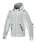 Alpinestars Moflow Air Tech Hoodie, heren mesh motorjas, lichtgrijs met zwarte accenten, volledige mesh-constructie, zakken met ritssluiting, manchetten met duimgaten, urban motorkleding