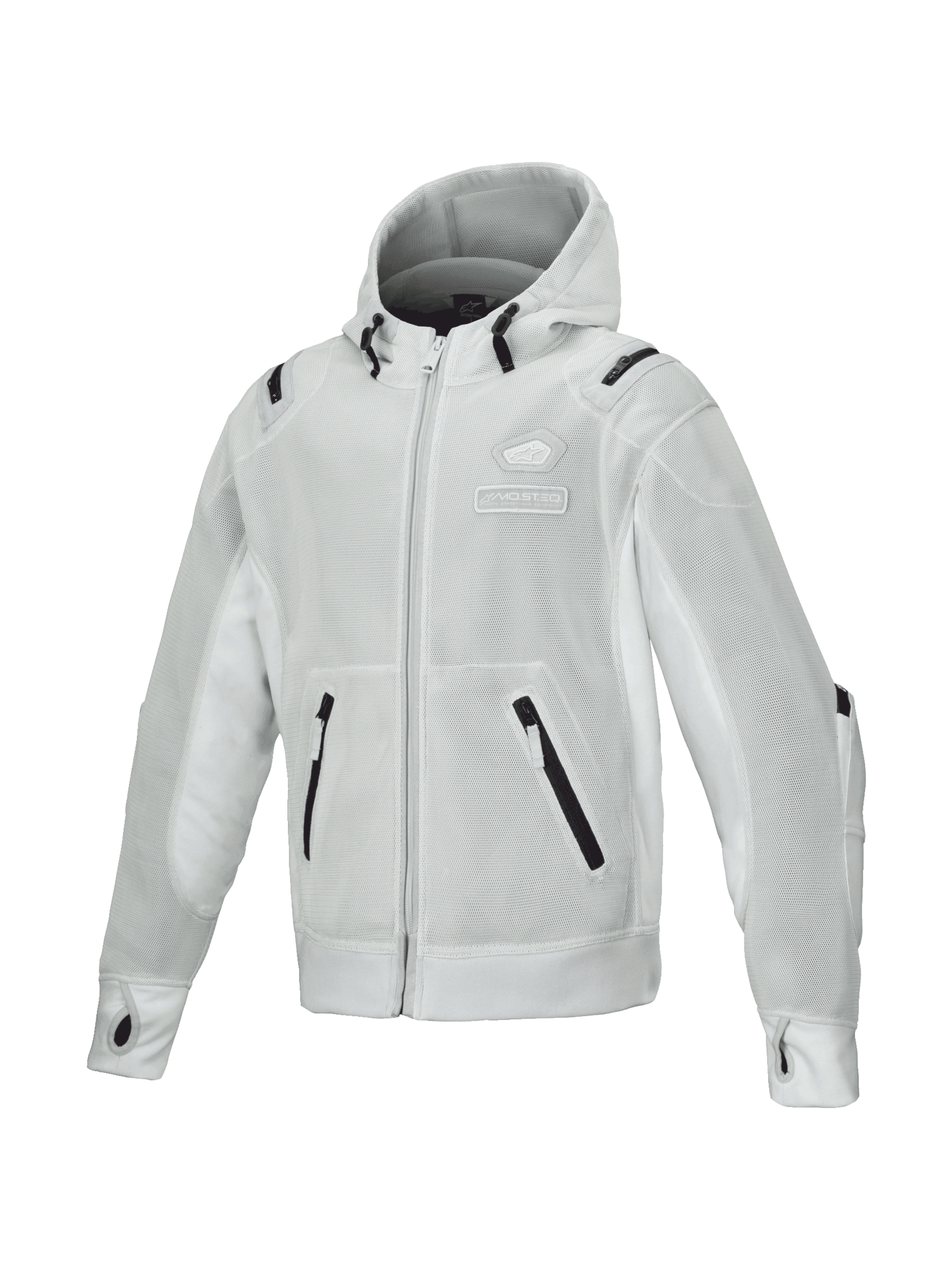 Alpinestars Moflow Air Tech Kapuzenjacke für Herren, Grau, atmungsaktive Mesh-Motorradjacke, Tech-Air Ready, Urban-Stil.