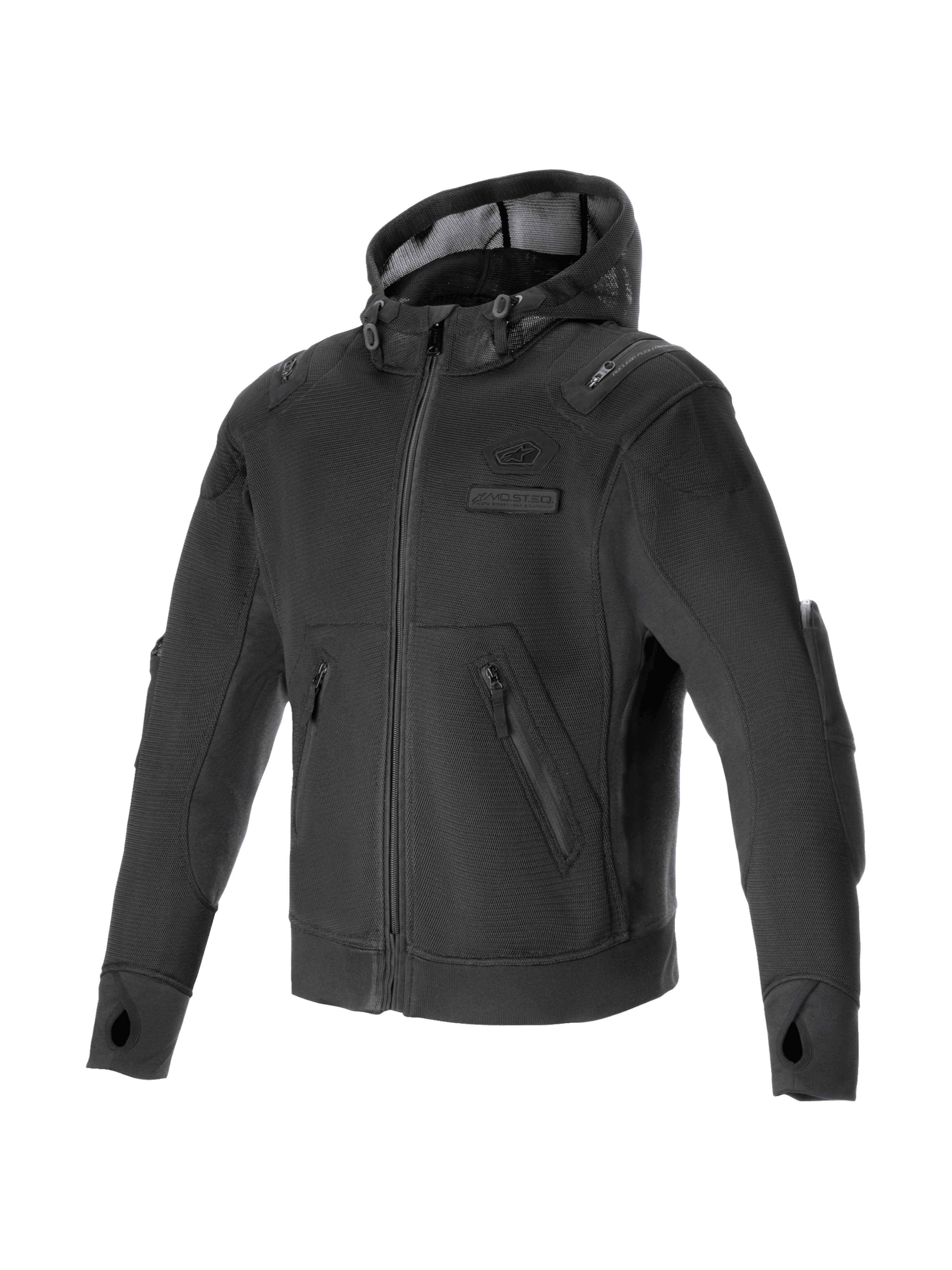 Alpinestars Moflow Air Tech Kapuzenpullover, urbane Motorradjacke für Herren, Schwarz, Mesh-Gewebe, Tech-Air Ready.