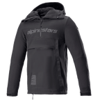 Alpinestars Sherpa Hoodie, veste anorak de moto Noir Reflex, demi-zip avec logo sur la poitrine, grande poche frontale zippée, tissu softshell technique, design urbain sportif