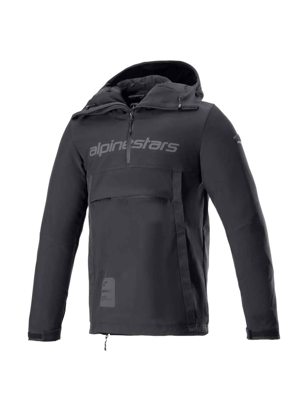 Alpinestars Sherpa Hoodie, zwarte softshell motoranorak voor heren, winddichte urban motorjas, Tech-Air Ready.