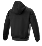 Sweat à capuche Alpinestars Ageless, veste de moto urbaine, noir, vue arrière, design textile décontracté avec capuche et poignets côtelés, profil anatomique pour la conduite urbaine.